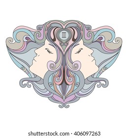 Horoscope Gemini. Vector illustration for design
