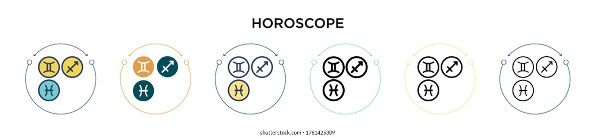 Horoscope icon in filled, thin line, outline and stroke style. Vector illustration of two colored and black horoscope vector icons designs can be used for mobile, ui, web