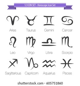 Horoscope Icon Set - 12 Icon Set