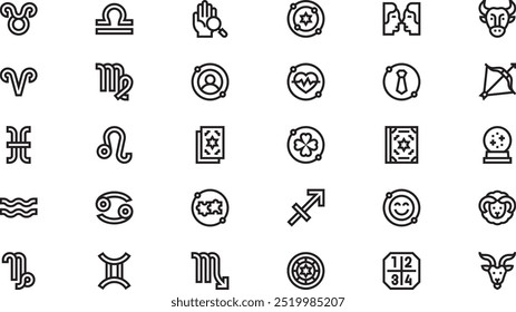 Iconos del horóscopo Iconos del vector de la alta calidad Colección con el movimiento editable. Ideal para Profesional y Proyectos Creativos.