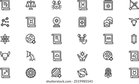 Horoscope icons High-Quality Vector Icons Collection with Editable Stroke. Ideal for Professional and Creative Projects.