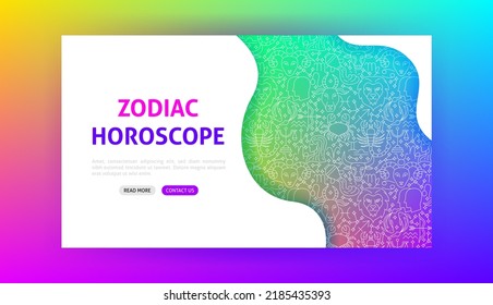 Horoscope Landing Page. Vector Illustration of Outline Design.
