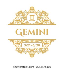 Horoscope ornamental framed Gemini sign