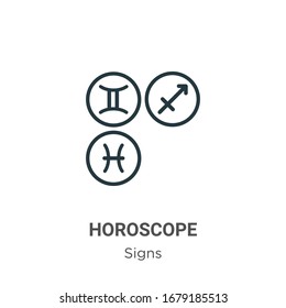 Horoscope outline vector icon. Thin line black horoscope icon, flat vector simple element illustration from editable signs concept isolated stroke on white background