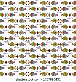 Horoscope Pisces. Color pattern. Ideal to use for textile, paper, objects and gifts