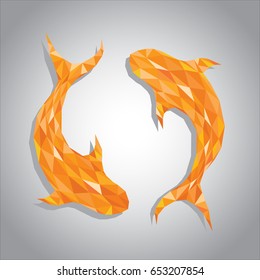 Horoscope Pisces, Orange Pisces on lighting background,Pisces vector illustration