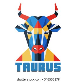 Horoscope, polygonal flat zodiac sign, astrological sign, Taurus