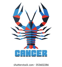 Horoscope, polygonal flat zodiac sign, astrological sign, cancer