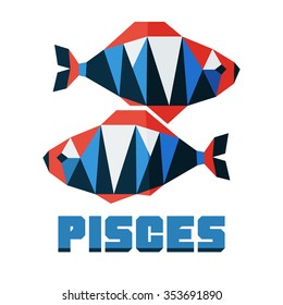 Horoscope, polygonal flat zodiac sign, astrological sign, pisces