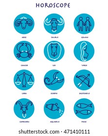 Horoscope set. 12 zodiac signs. vector illustration