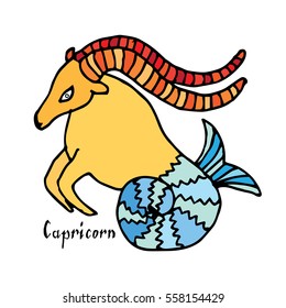 Horoscope sign - Capricorn doodle sign