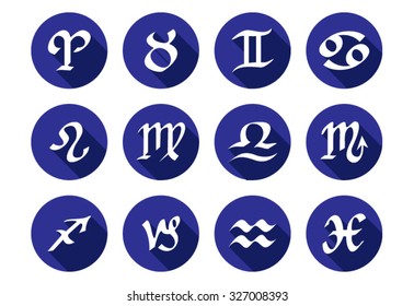 Horoscope sign circle button with shadow