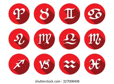Horoscope sign circle button with shadow