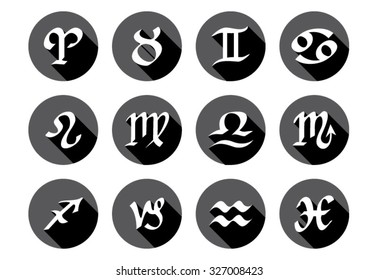 Horoscope sign circle button with shadow