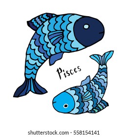 Horoscope sign - Pisces doodle sign