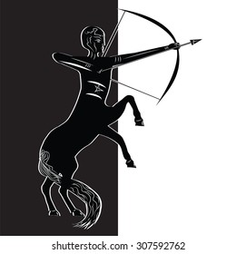 horoscope sign Sagittarius black white vector background