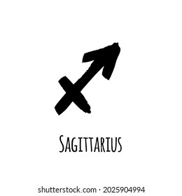 Signo de horoscopio: Sagitario para la divinidad. símbolo dibujado a mano. Archivo vectorial en fondo blanco