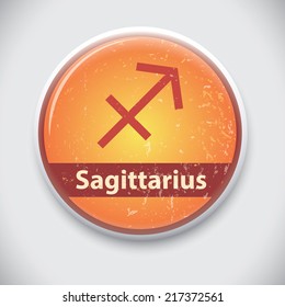 horoscope sign Sagittarius- Vector Pin / button badge 