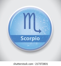 horoscope sign Scorpio- Vector Pin / button badge 