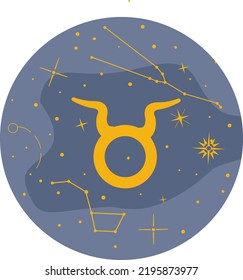 Horoscope sign Taurus. element of astrology zodiac. Esoteric symbol with a constellation of stars