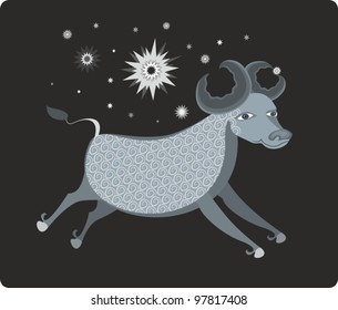 Horoscope sign Taurus on dark background