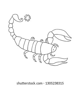 Horoscope sign vector outline illustration. Black contour perfect for coloring book or page. Scorpio. Scorpion.