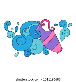 Horoscope sign vector outline illustration. Aquarius.