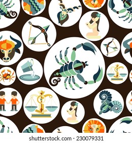 horoscope sign of the zodiac, illustration, vector ,pattern