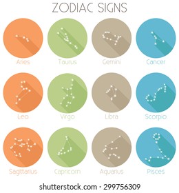 Horoscope Signs Constellations - flat design vector icons EPS10