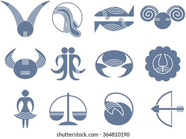 Horoscope signs. Suitable for web design, mobile applications.