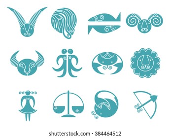Horoscope signs. Suitable for web design, mobile applications.