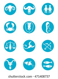 Horoscope signs. Twelve zodiac symbols icons. Vector illustration.