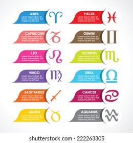 Horoscope signs, Vector colorful template