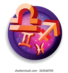 horoscope signs. zodiac. can be used as icon or button in applications or web sites