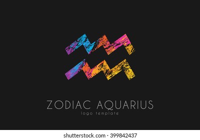 Horoscope symbol. Zodiac aquarius logo. Zodiac logo