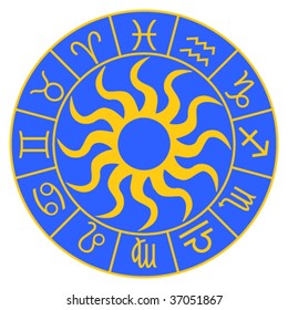 Horoscope symbols on the blue background. Vector file