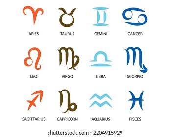 Horoscope Symbols. Star Constellations of 12 Zodiac Signs. Vector illustration of black Astrological signs 
for calendar, horoscope isolated on a background 
