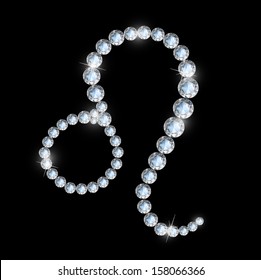 Horoscope in the vector. Leo precious stones. Vector. Isolated object on a black background.