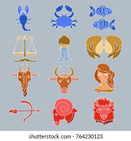 Horoscope vector signs isolated on the white background, astrological signs design, hand drawn vector zodiac  set of astrological elements. 