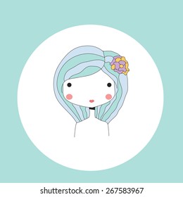 Horoscope Virgo sign, girl head, vector illustration