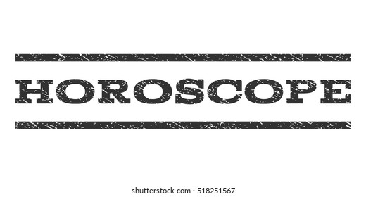 Horoscope watermark stamp. Text caption between horizontal parallel lines with grunge design style. Rubber seal stamp with dirty texture. Vector gray color ink imprint on a white background.