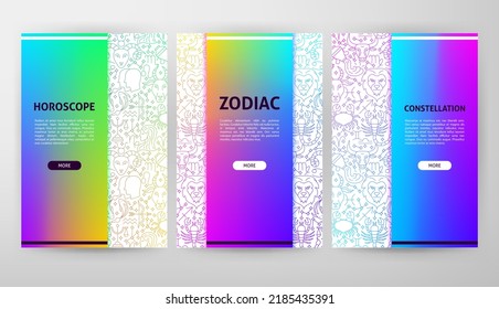 Horoscope Web Design. Vector Illustration of Outline Posters.
