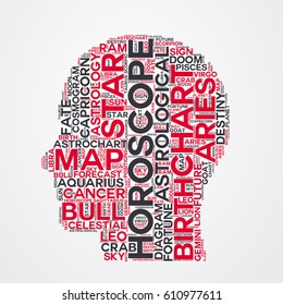 horoscope word cloud head typography