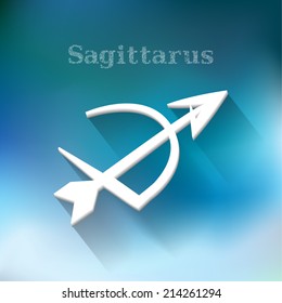 Horoscope zodiac 3d sign Sagittarius, on modern blurry blue background
