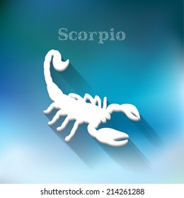 Horoscope zodiac 3d sign Scorpio, on modern blurry blue background