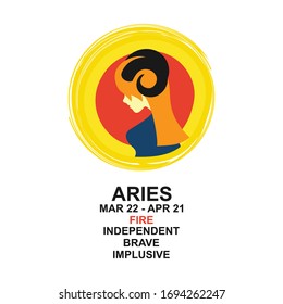 Horoscope Zodiac Aries Flat Design Logo Vector Illustration