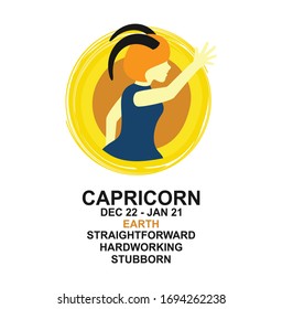 Horoscope Zodiac Capricorn Flat Design Logo Vector Illustration
