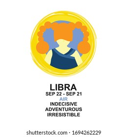 Horoscope Zodiac Libra Flat Design Logo Vector Illustration