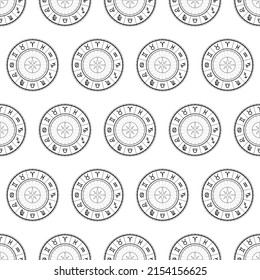 Horoscope zodiac seamless pattern. Astrological vector symbol. Simple set of outline icons in a circle.