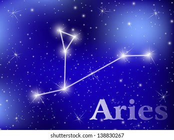 horoscope zodiac sign of the aries on the astrological space background. eps10 vector illustration